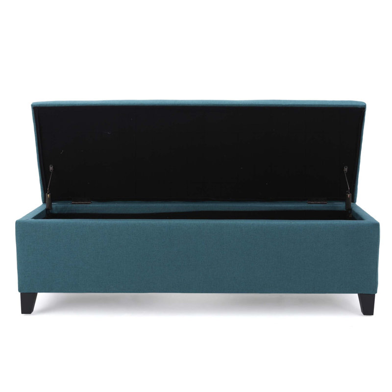 Banc de rangement rembourré Schmit, Bleu sarcelle, 16.25" H x 51.25" W x 17.50" D