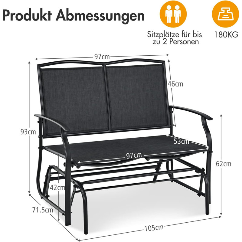 Shirleysburg Metal Outdoor Bench, Black