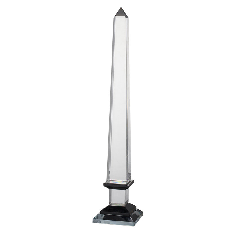 Charmine Glass Obelisk Sculpture, Black, 20" H x 4" W x 4" D
