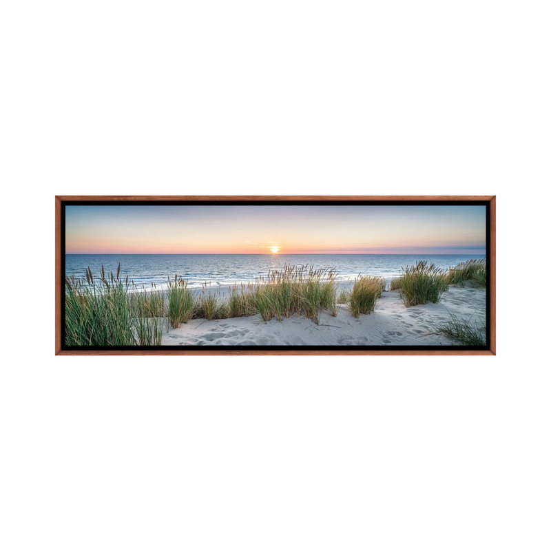 «Dune Beach Panorama At Sunset» par Jan Becke, reproduction encadrée sur toile, H 24 po x l 72 po, Toile avec cadre flottant