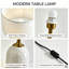 Lampe de table en céramique craquelée de 47 cm (18,5 pouces), abat-jour cylindrique en tissu, lampe de chevet à brancher avec interrupteur intégré, pour chambre à coucher, salon ou table d'appoint (ampoule non incluse)