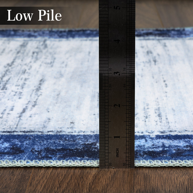 Machine Washable Rugs Bordered Modern Non-Slip Low Pile Rubber Backing Indoor Area Rug for Living Room Bedroom Kitchen Dining Room