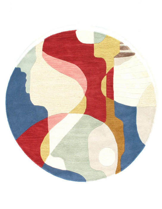 Tapis unique en laine d'agneau 5 pi x 5 pi