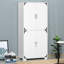 Armoire de cuisine industrielle avec armoire à 4 portes et tablettes de rangement, armoire de rangement autoportante, blanc