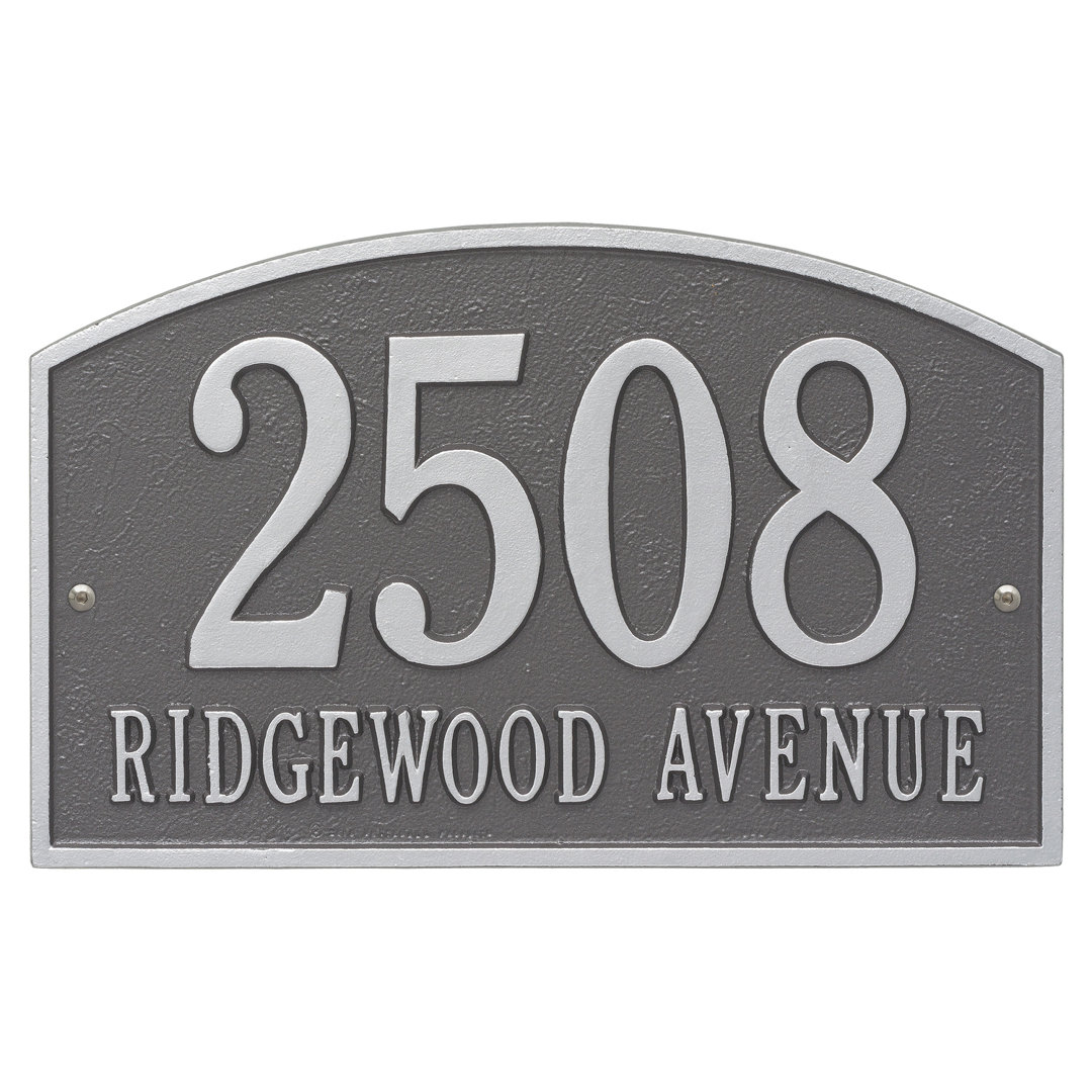 Legacy 2-Line Wall Address Plaque Old Century Forge Background Color: Black / Silver Customize: Yes