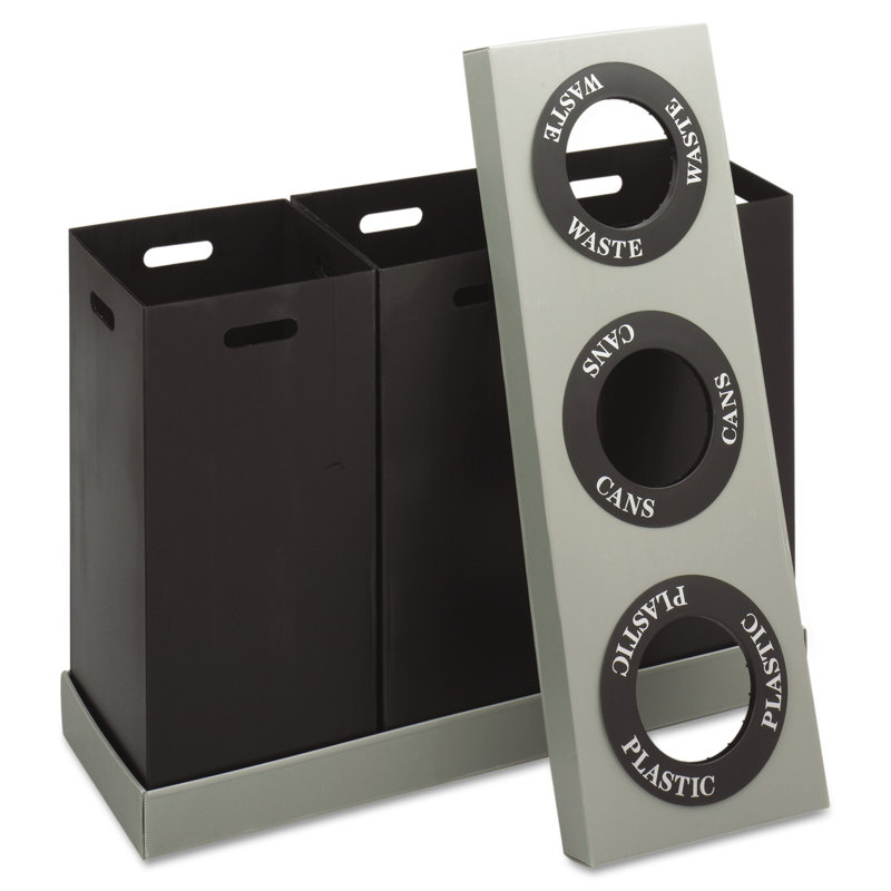Poubelle et poubelle de recyclage multi-compartiments en plastique ondulé de 38 gallons At-Your-Disposal®