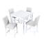 Ensemble de salle à manger blanc à 5 comptoirs. Table carrée avec embellissement en cristal. Bois massif et 4 chaises rembourrées fabriquées en blanc. Accent. Construit