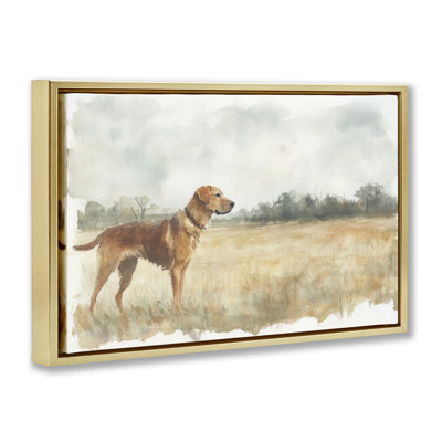 Retriever Dog in Open Field Floating Frame, design by Petal Prints Design