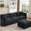 Canapé modulaire modulaire, ensemble de canapé en forme de L de 102 pouces pour le salon, canapé à 3 places confortable avec repose-pieds mobile, combinaison de bricolage, chenille, noir-1972563146
