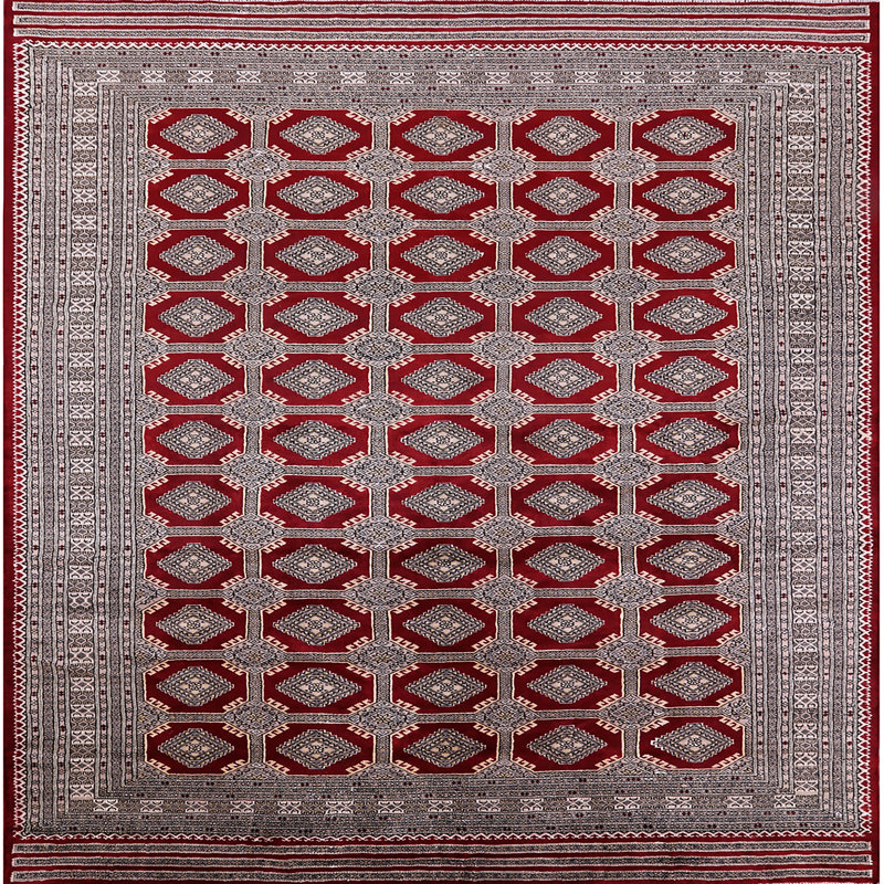 Tapis rouge / gris Sheridan Southwestern, Carré 6 pi