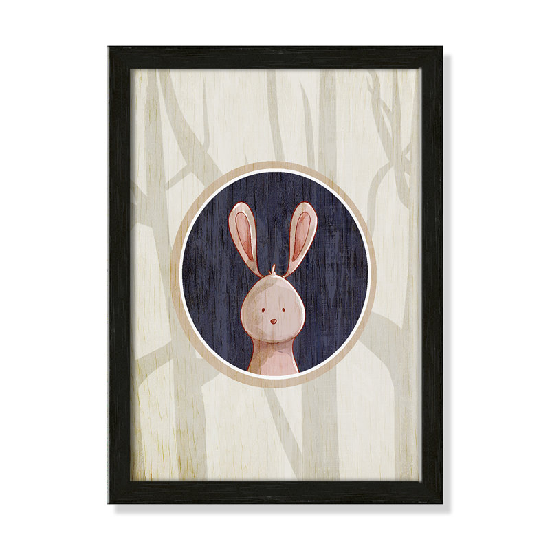 «Juvenile Forest Animals», impression sur papier, Encadré de boîte à grain de bois noir, H 14 po x l 10 po x P 1,18 po