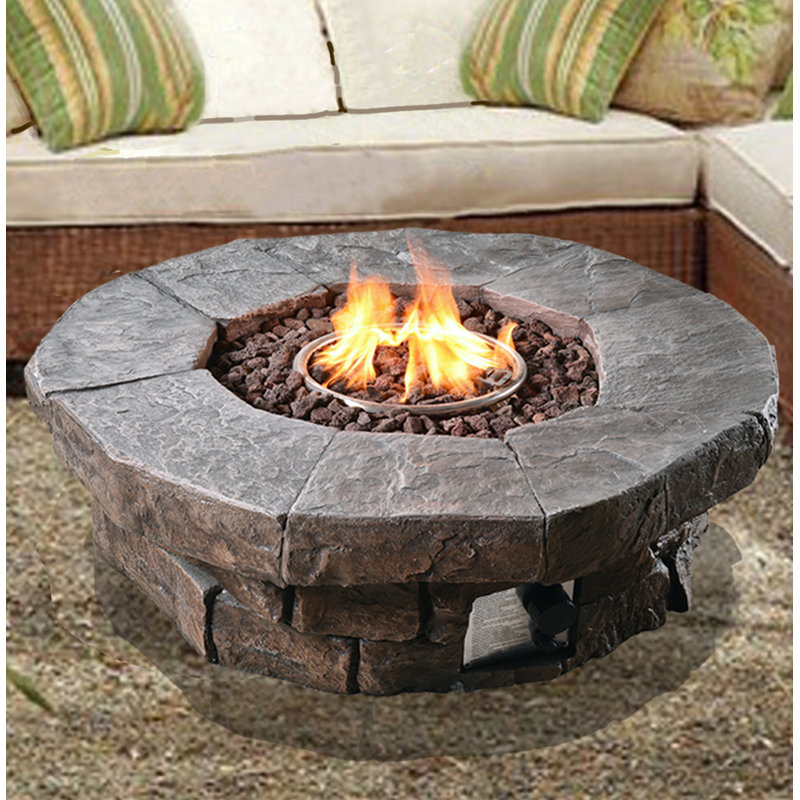 Round Faux Stone Propane Smokeless