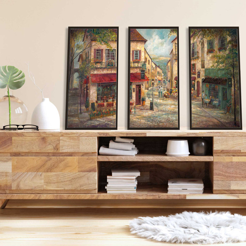 «Salvatore's», encadrée sur toile, 3 pièces par Ruane Manning, H 33,5 po x l 52,5 po x P 2 po