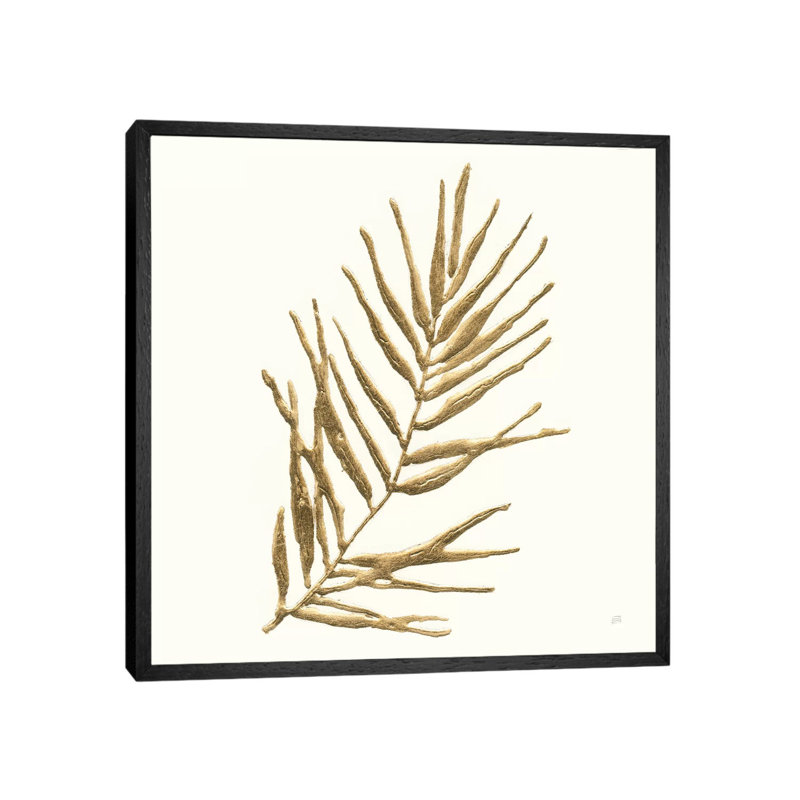 Gilded Palm I by Chris Paschke - Painting on Canvas, 93.98cm H x 93.98cm W x 3.81cm D, Black Framed Canvas