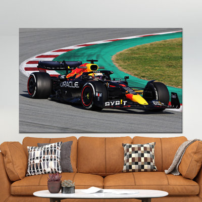 Modern Formula 1 Racing Car Canvas Print - Sleek Wall Decor,1P GoldFramedCanvas