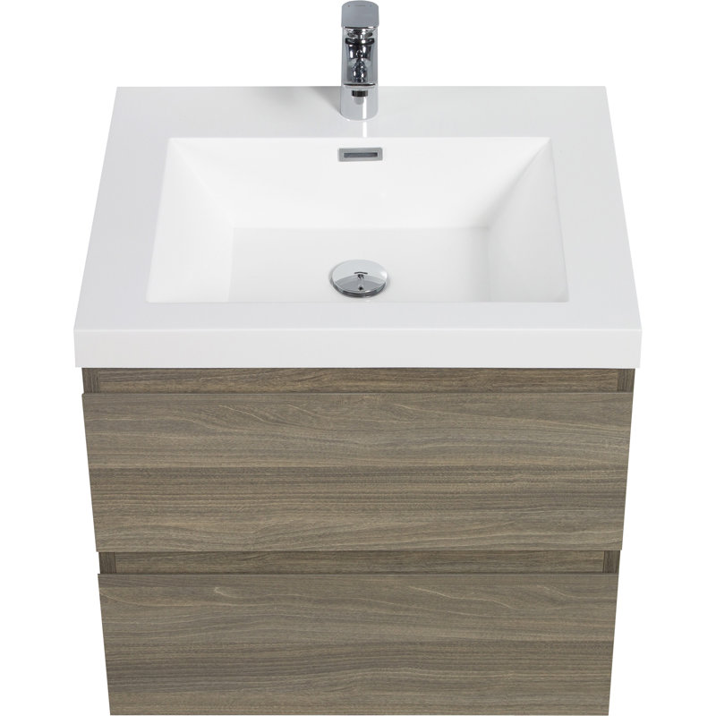Modern Wall-Mounted Bathroom Vanity With Practical Storage And Stylish Design, Gray