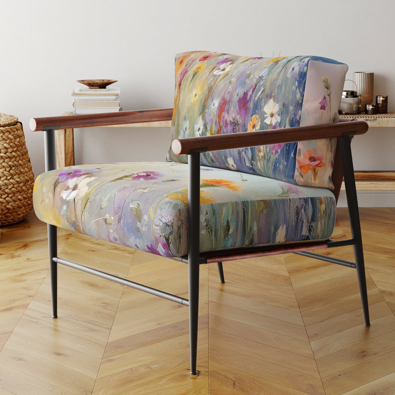 Fauteuil d'appoint rembourré Wildflowers Blossoming Dreams - Floral, Doré