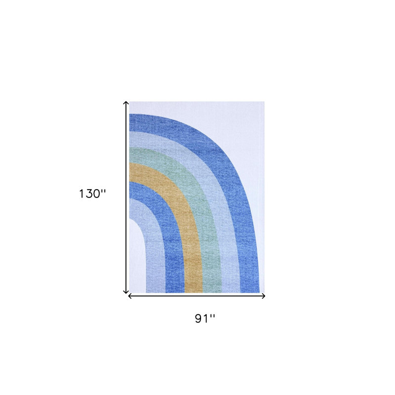 Tapis juvénile arc-en-ciel bleu et orange 8 pi x 11 pi