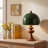 Ash Wood & Green Glass Table Lamp