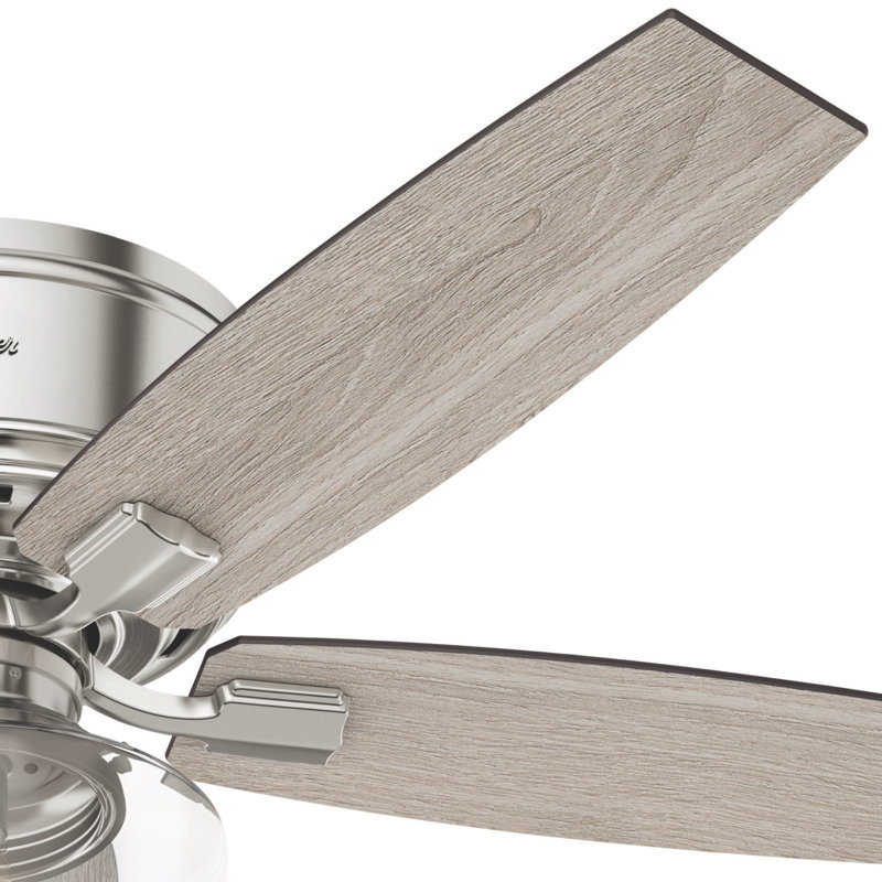52" Brushed Nickel Low Profile Ceiling Fan with LED Light