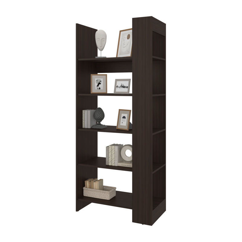 Stained Walnut 5-Shelf Open Bookcase