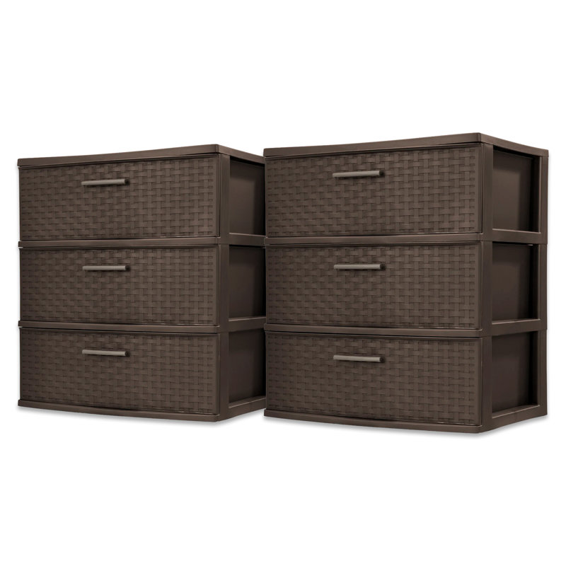 Tour de rangement 3 tiroirs Sterilite, organisateur de maison tissé, espresso, paquet de 2, Espresso, 2-Pack