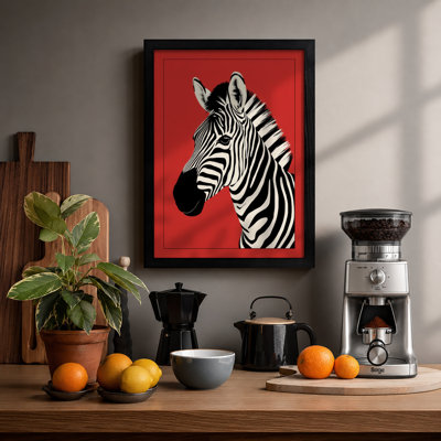 Zebra Portrait Modern - Framed Print