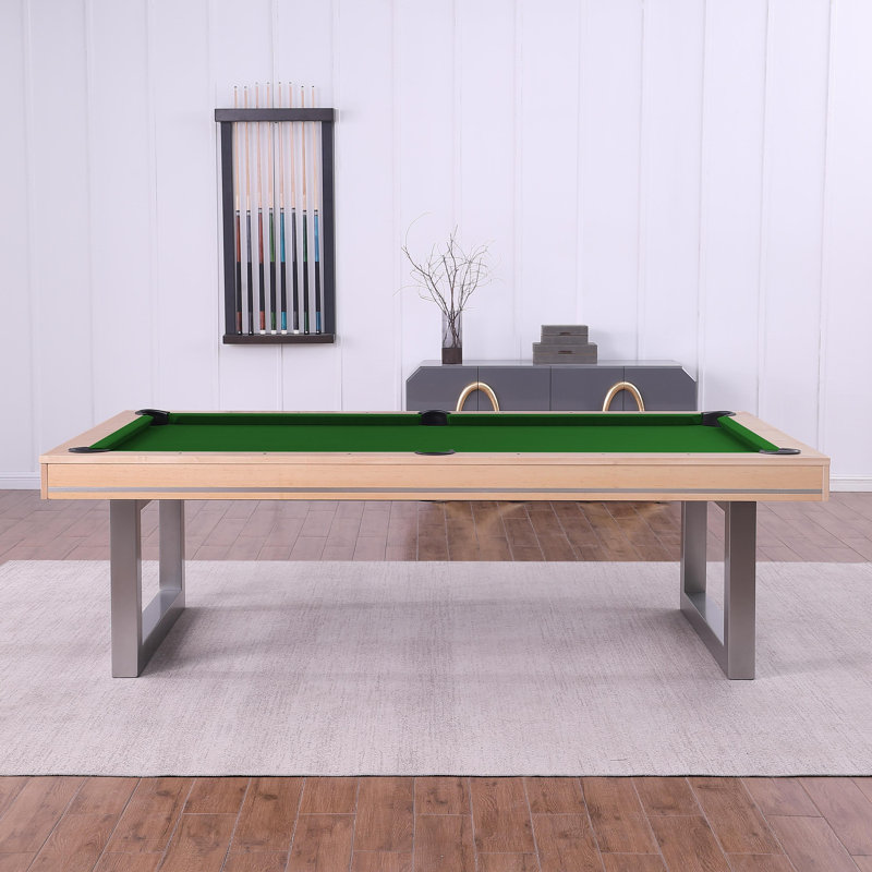 Table de billard en bois massif avec plateau de salle à manger Harmony, Vert anglais, Chêne Naturel, 8'