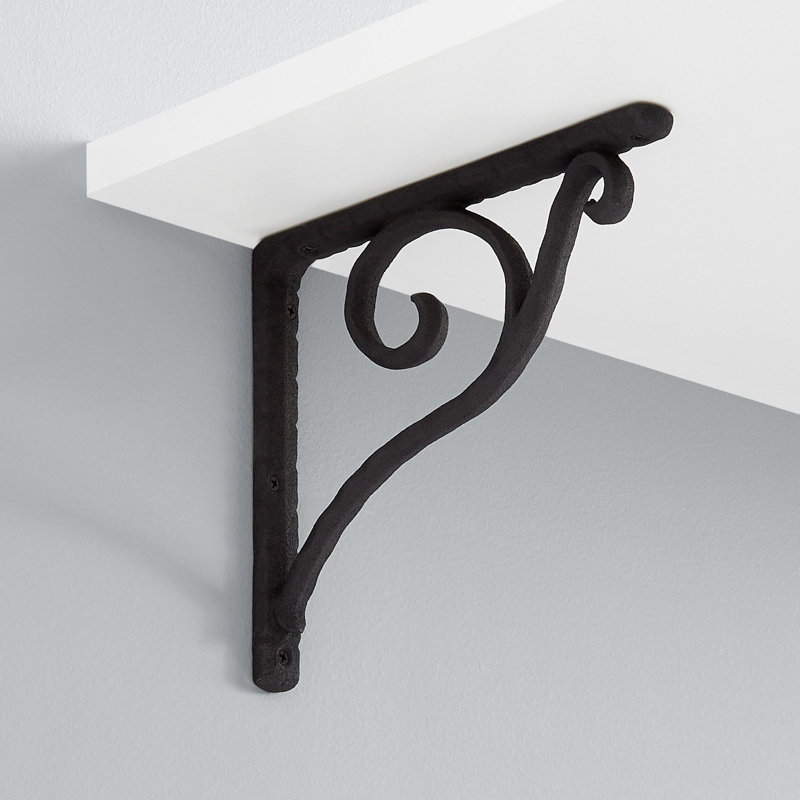 Sprig Cast Iron Shelf Bracket, 7.38" H x 6.38" W x 0.75" D, Matte Black