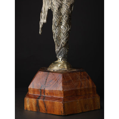 Sculpture moderne 30 "s'étirant elle-même - Art abstrait en bois et en pierre fabriqué à la main - centre d'intérêt contemporain