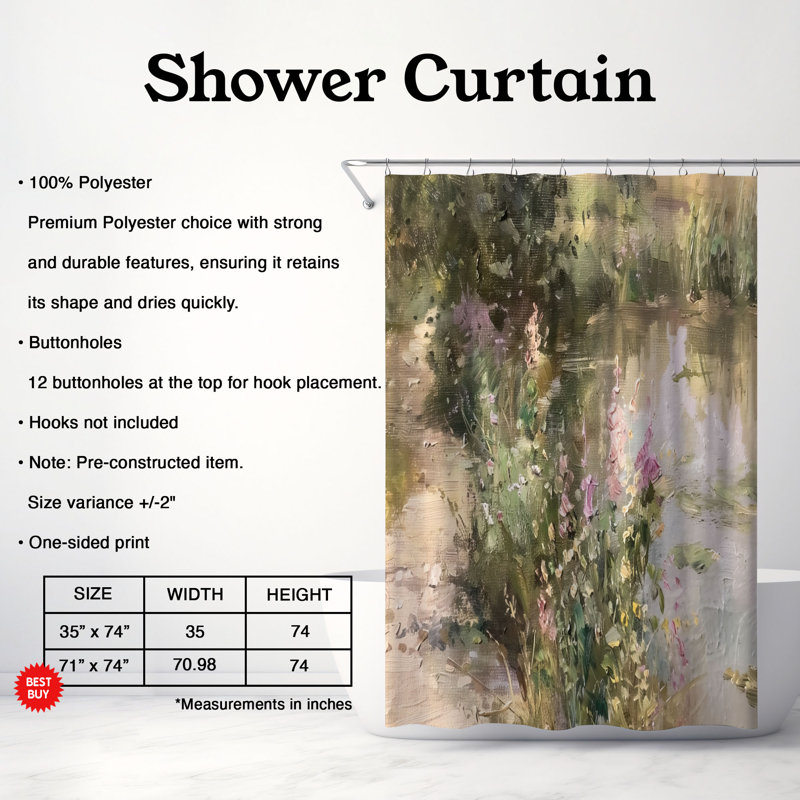 Fuld Shower Curtain, 74"H x 71"W
