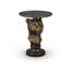 Table de bout à tête de léopard avec texture réaliste et plateau en faux marbre, parfait pour un décor audacieux et élégant