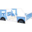 Blue Full Size Car-Shaped Bed With Wheels - Construction From Pine And Car Style Doors Windows For Interest Mattress Ready Slatted Rails Simple Assembly Required Classic In Made Features Added Allure-35167553-35167555