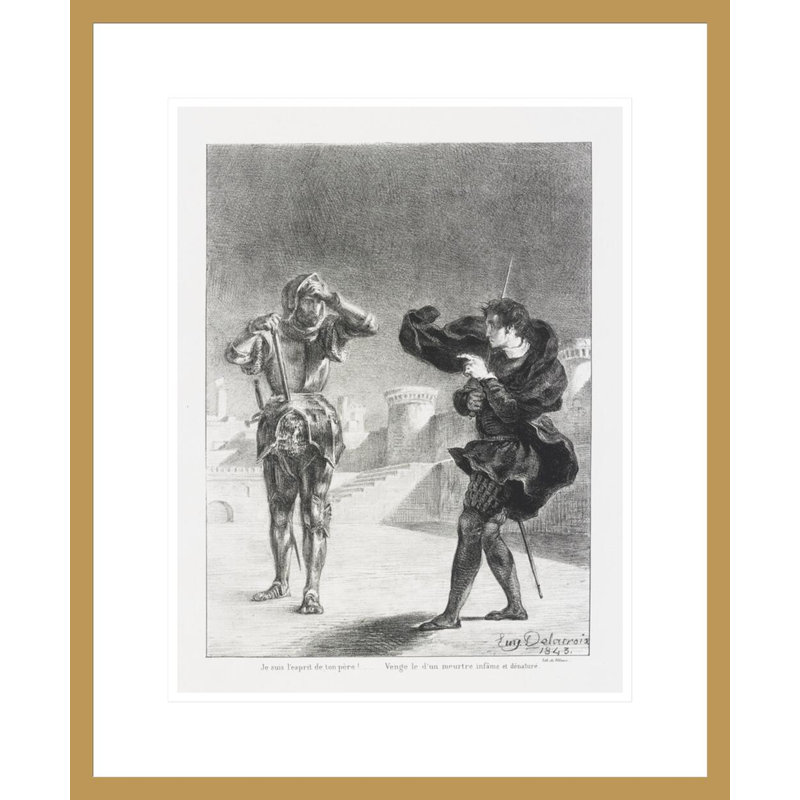 Le fantôme sur la terrasse (Act. I. Sc. V) de Shakespeare’s Hamlet par Eugène Delacroix, H 21,53 po x l 17,75 po