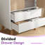 198 cm H Modern 2-Door Wardrobe with 2 Drawers and Solid Wood Legs, White & Natural Wood