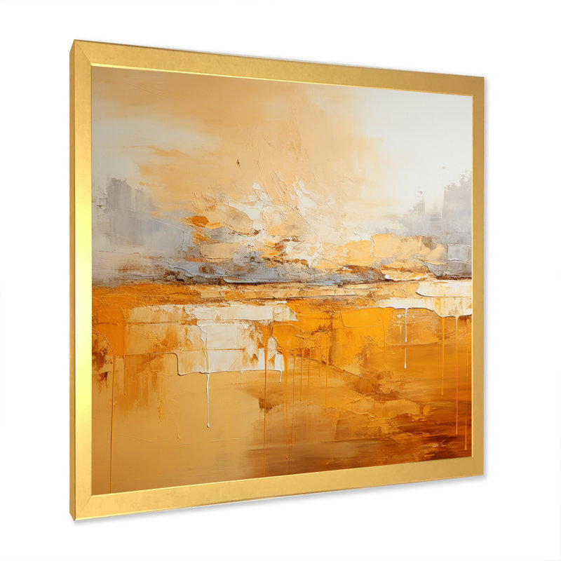 " Amber Glow I ", 30" H x 30" W x 1" D, Gold Picture Framed