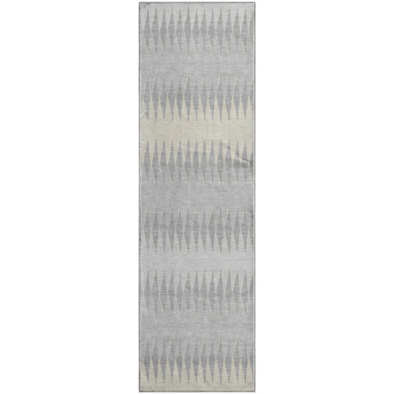 Premium Machine Washable Prisco Silver Rug, Runner 2'3" x 7'6"