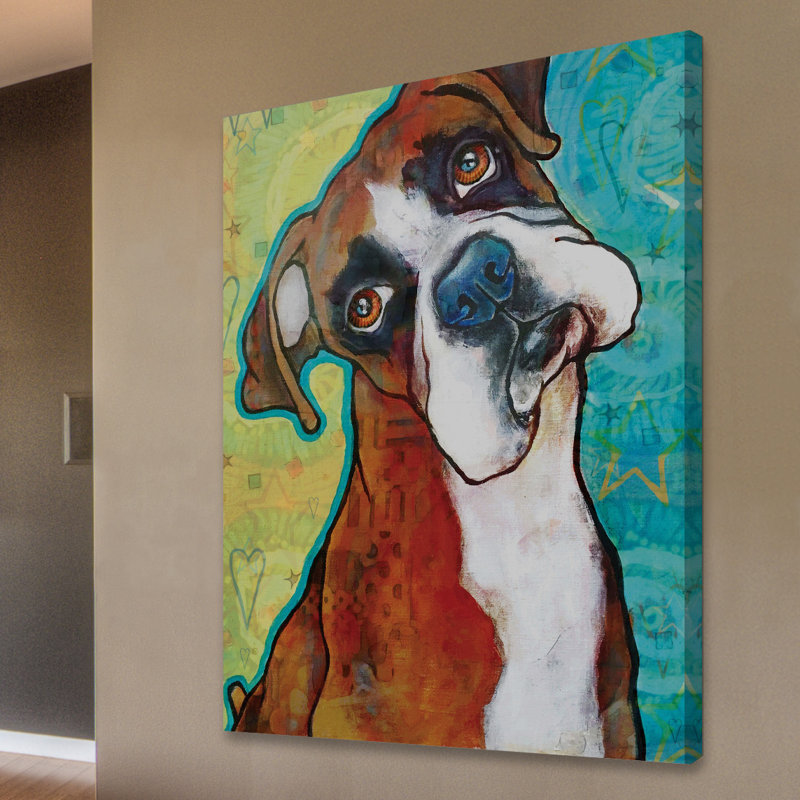 « fauve boxer » par stéphanie gerace, reproduction d’art sur toile tendue, H 52 po x l 40 po x P 1,5 po