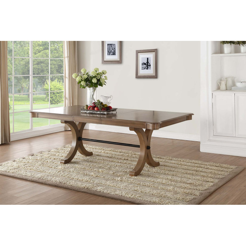 Gray Oak Finish Dining Table (With Leaf)