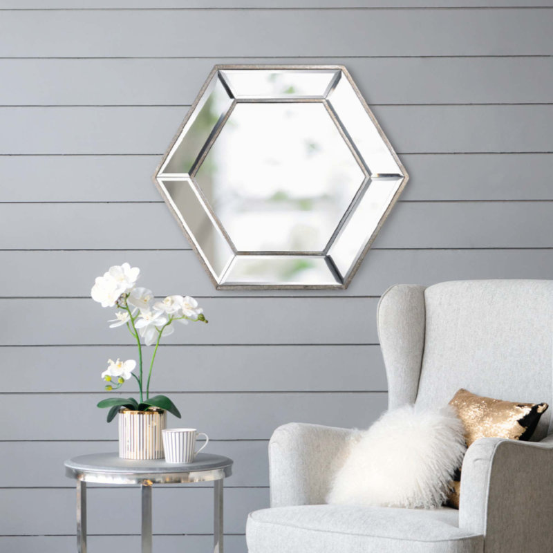 Glass Hexagon Mirror, 18.1'' H x 18.1'' W