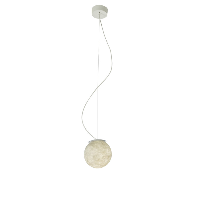 Luna 1 - Light White Sphere Pendant, 152.5cm H x 18cm W x 18cm D