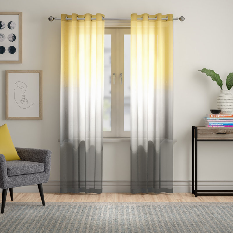 Carlyssia Semi Sheer Curtain Single Panel, Blue, 52" W x 84" L