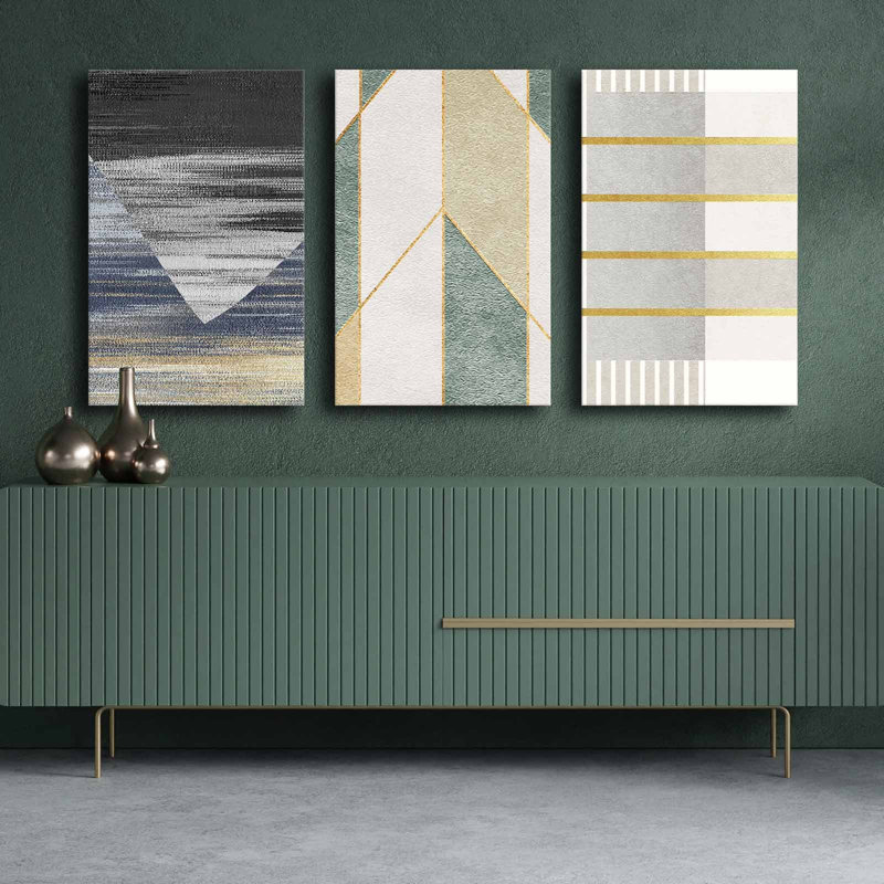 Stunning Decorative Canvas Painting Set (3 Pieces), 100% Canvas, Total Size: 57.1 x 27.6 inches | 100% Pine Wood Frame, Thickness: 0.1 inches | Perfect for Living Room & Bedroom Decor, Vibrant Colors and Elegant Design