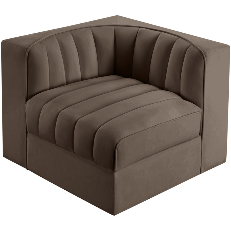 Chaise d'angle rembourrée en tissu Rummi, Brun