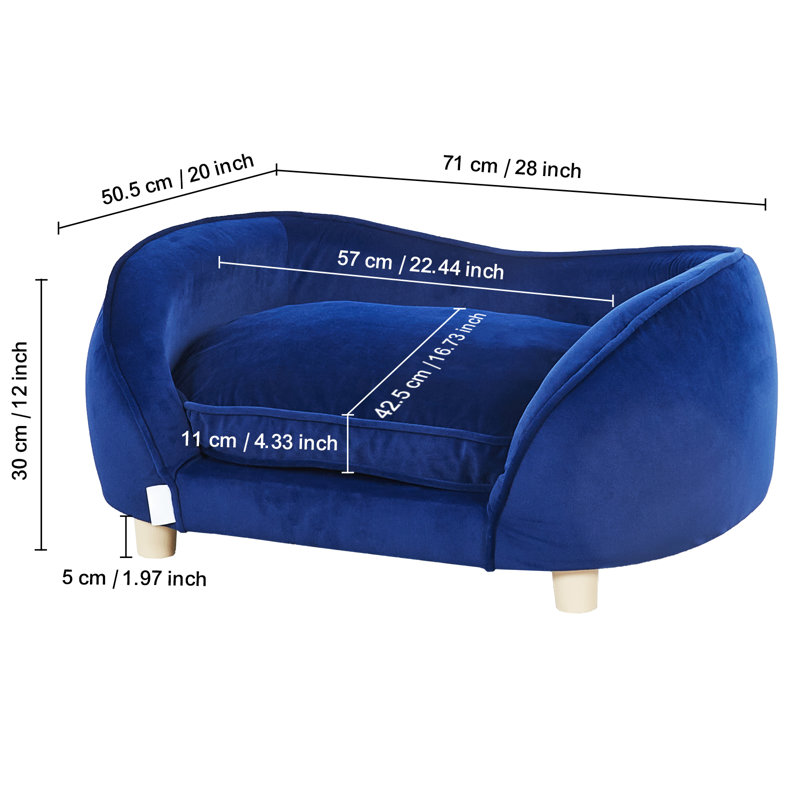 Tucker Murphy Pet™ Pet Sofa, Dog Couch for Medium-Sized Dogs and Cats, Soft Velvety Dog Sofa Bed, H 16 po x l 30 po x P 18 po