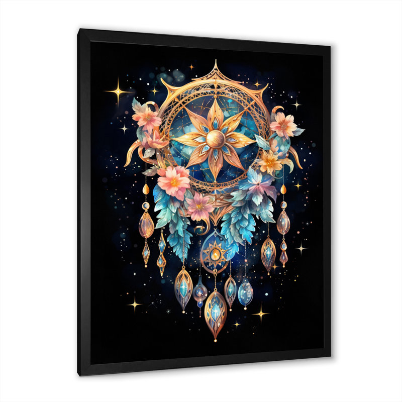 «Vyan Gold Dreamcatcher Celestial Dreams II», reproduction sur toile, Cadre photo noir, H 20 po x l 12 po x P 1 po