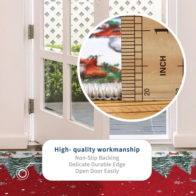 Tapis de couloir lavable de Noël 60 x 300 cm, profil bas, pour entrée ou couloir intérieur, 2 pi x 10 pi