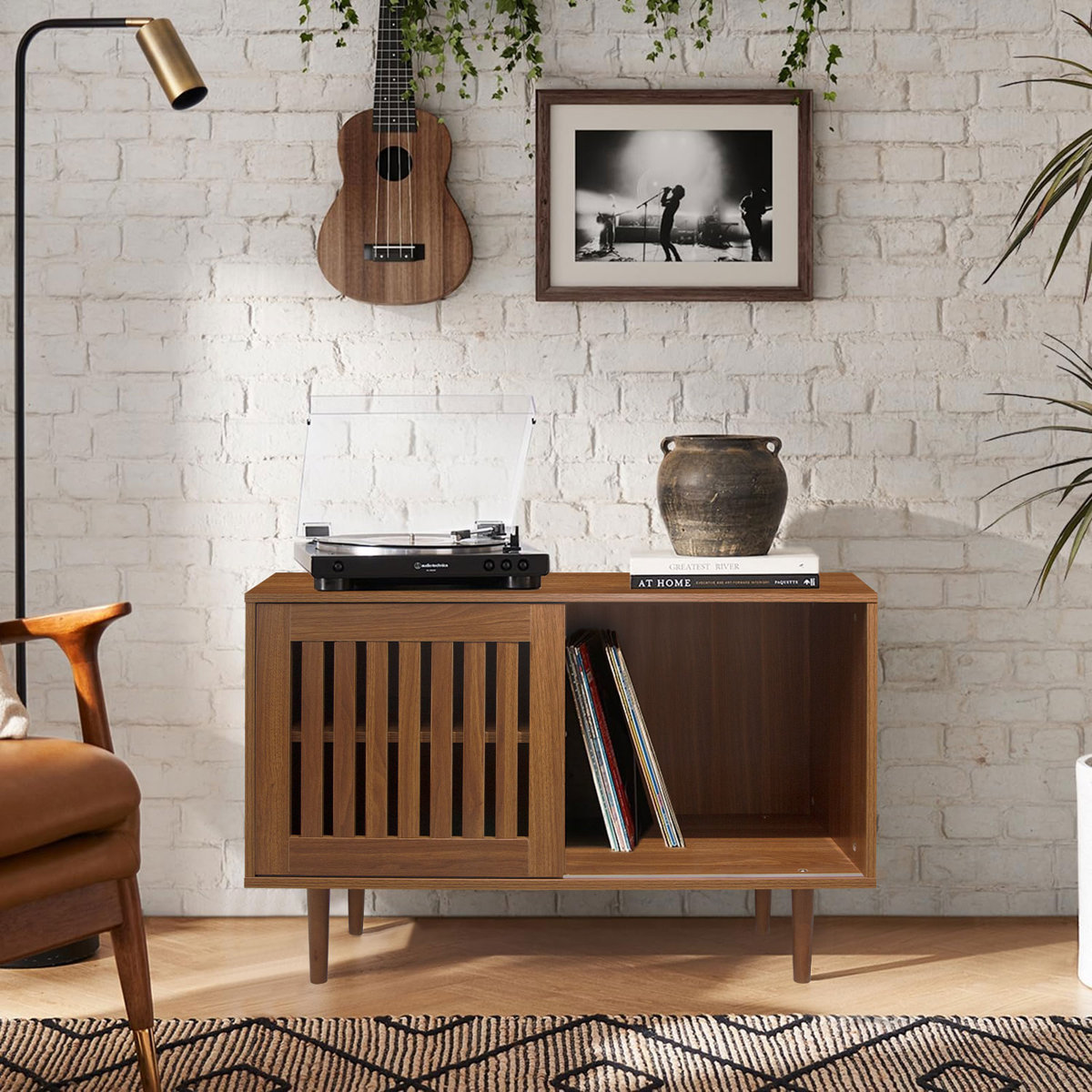 George Oliver Record Player Stand, Audio Rack, Small TV Table, Accent ...