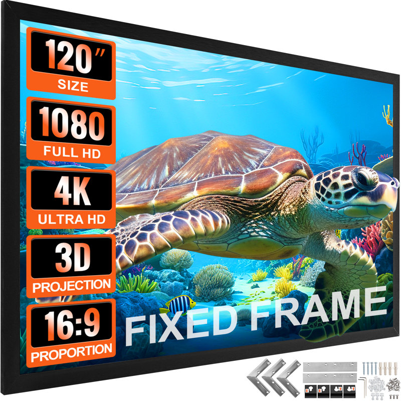 Stellweilan Tessberg Fixed Frame Projector Screen Projector Screen, 58.7" H x 104.3" W