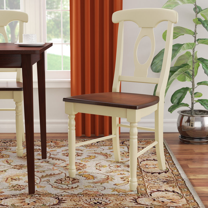 Letizia Solid Oak Side Chair, Merlot/Buttermilk
